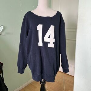 Brandy Melville Off the Shoulder Navy Blue Sweatshirt